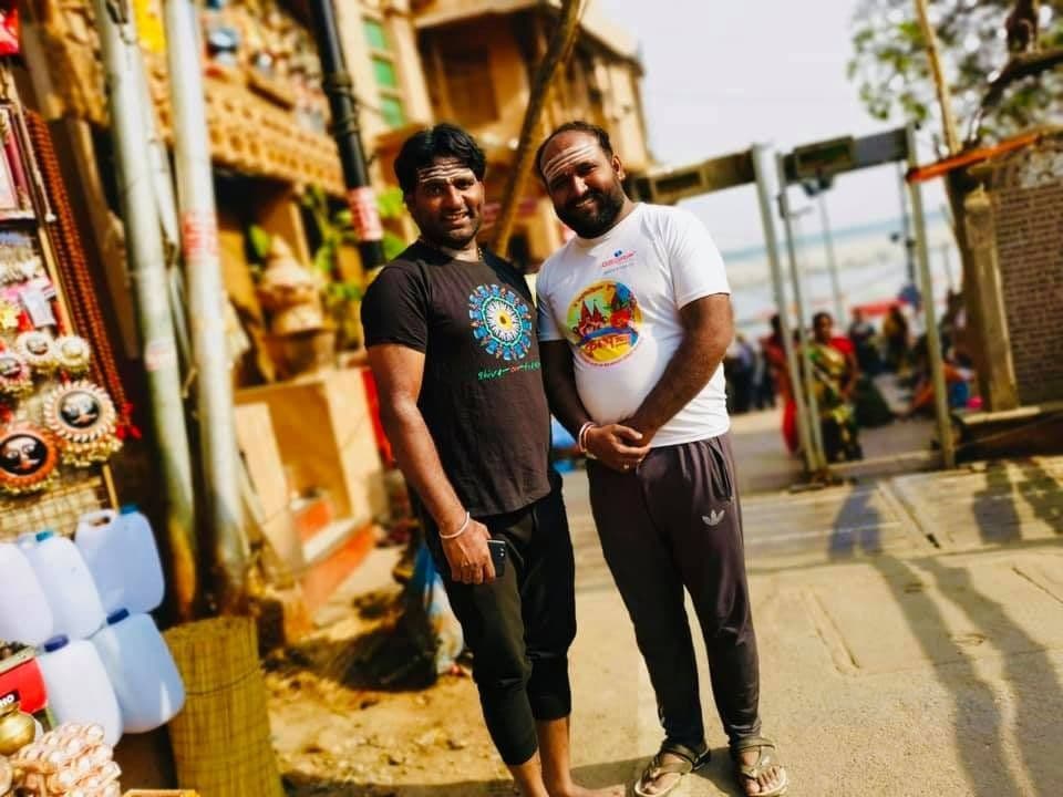 Dr. D.P. Shukla and a friend at a hillside market