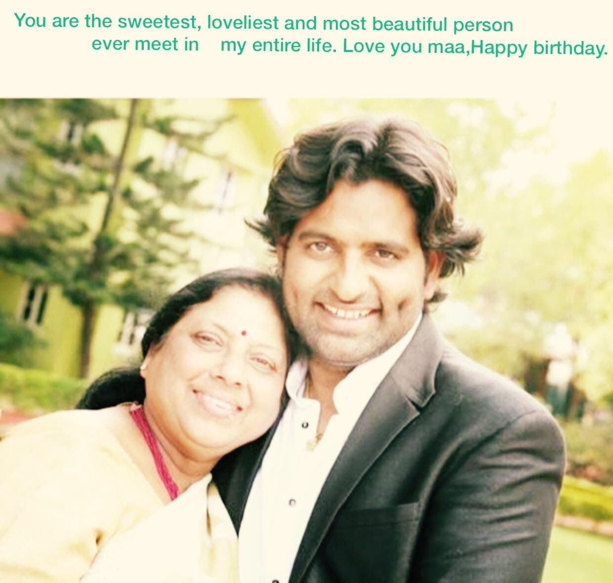 Dr. D.P. Shukla embracing his mother, with a birthday message