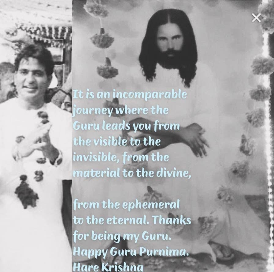 Guru Purnima card: “It is an incomparable journey where the Guru leads you from the visible to the invisible, from the material to the divine.”