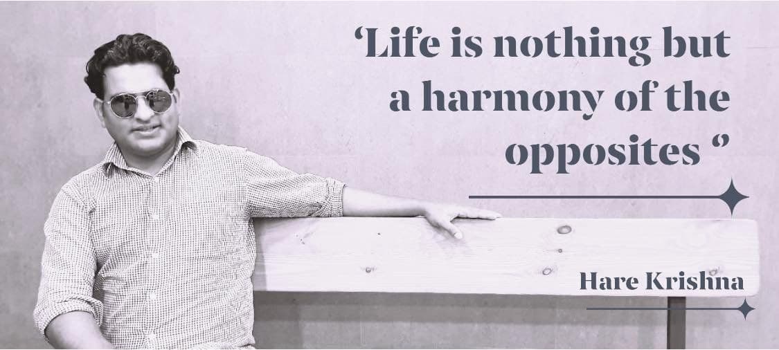 Black-and-white quote card with Dr. D.P. Shukla: “Life is nothing but a harmony of the opposites.”